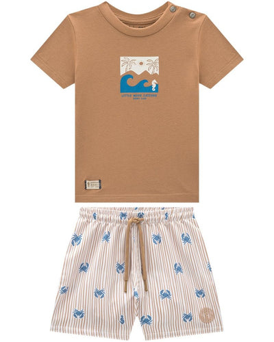 Conjunto Bebê Menino Camiseta e Shorts Estampado - foto 1