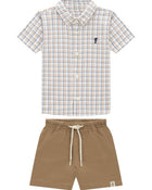 Conjunto Bebê Menino Camisa Xadrez e Bermuda em Sarja com Elastano - foto 1