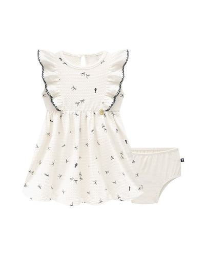 Conjunto Bebê Menina Vestido em Malha Texturizada com Calcinha - foto 1