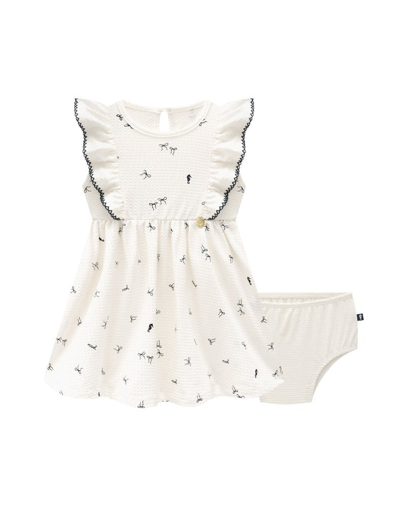 Conjunto Bebê Menina Vestido em Malha Texturizada com Calcinha - foto 1