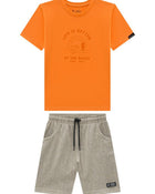 Conjunto Infantil Menino Camiseta e Bermuda em Moletinho Eco - foto 1