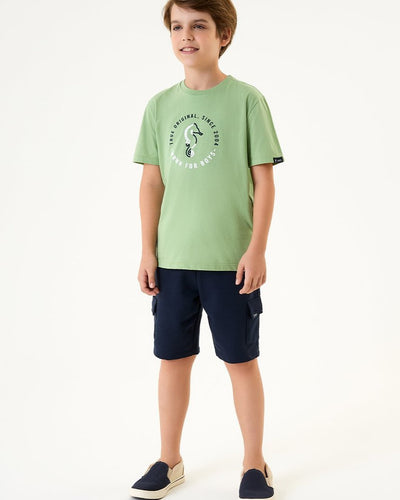 Conjunto Infantil Menino Camiseta e Bermuda em Moletinho - foto 1
