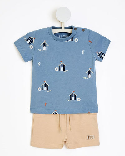 Conjunto Bebê Menino Camiseta Estampada e Bermuda em Moletinho - foto 1