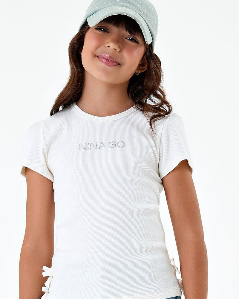 Blusa Infantil Menina em Ribana Canelada - foto 1