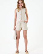Conjunto Infantil Menina Colete e Short Clochard em Sarja com Elastano - foto 1