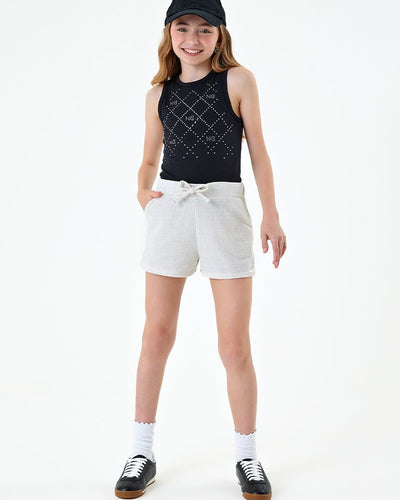 Conjunto Infantil Menina Regata Box em Cotton e Short em Moletinho Shine - foto 1