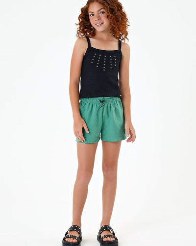 Conjunto Infantil Menina Regata em Ribana Canelada e Short Clochard em Nylon Smash - foto 1
