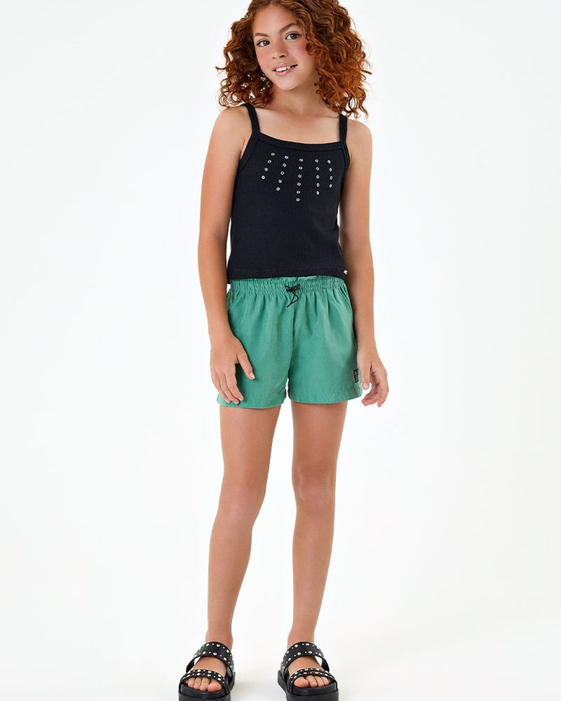 Conjunto Infantil Menina Regata em Ribana Canelada e Short Clochard em Nylon Smash - foto 1