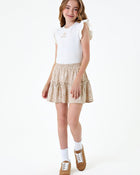 Conjunto Infantil Menina Blusa em Cotton e Saia em Linho com Elastano - foto 1