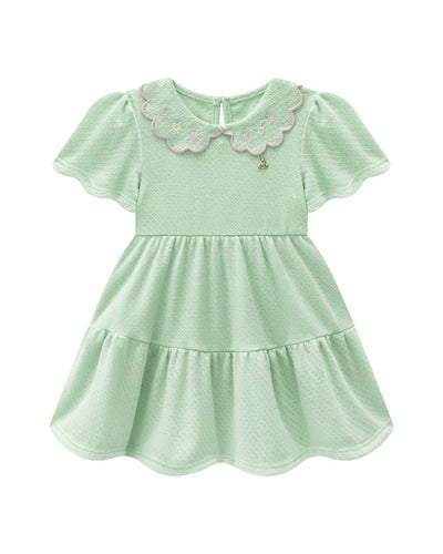 Vestido Bebê Menina em Malha Crochê Delicada - foto 1