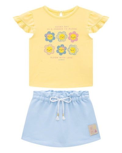 Conjunto Bebê Menina Blusa em Cotton e Short Saia em Moletinho - foto 1