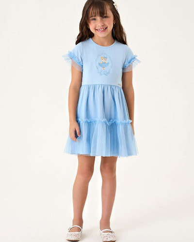 Vestido Infantil Menina em Cotton com Tule Glitter - foto 1