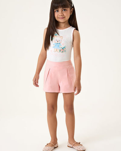 Conjunto Infantil Menina Regata em Suede Modal e Short em Sarja com Elastano - foto 1