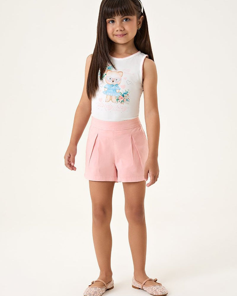 Conjunto Infantil Menina Regata em Suede Modal e Short em Sarja com Elastano - foto 1