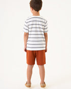 Conjunto Infantil Menino Camiseta Listrada e Bermuda em Moletinho - foto 2
