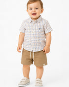 Conjunto Bebê Menino Camisa Xadrez e Bermuda em Sarja com Elastano - foto 4