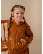 Conjunto TFK Caramelo moletom ziper com perolas - infantil