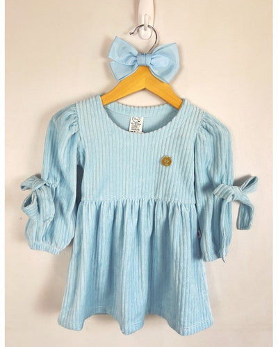 Vestido TFK Azul Bebe cotele manga bufante - infantil