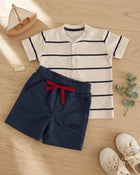 Conjunto Camiseta Listrada e Bermuda