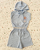 Conjunto TFK Azul com capuz - blusa e shorts infantil