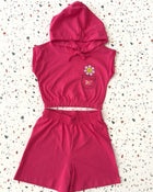 Conjunto TFK Pink com capuz - blusa e shorts infantil