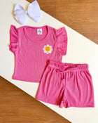 Conjunto TFK Rosa blusa margarida Smile e shorts - infantil