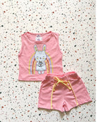Conjunto TFK Rosa estampa coelhinha arco-iris - regata e shorts infantil