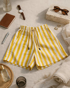Bermuda Listrada com Cordão - Amarelo