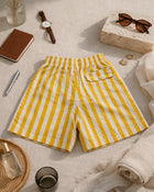 Bermuda Listrada com Cordão - Amarelo (verso)