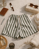 Bermuda Listrada com Cordão - Verde