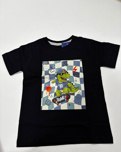 T-shirt Divertida Dino Skate Preto - infantil menino